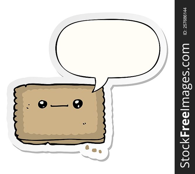 Cartoon Biscuit And Speech Bubble Sticker