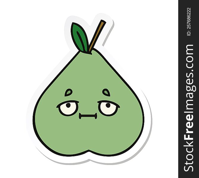 sticker of a cute cartoon green pear