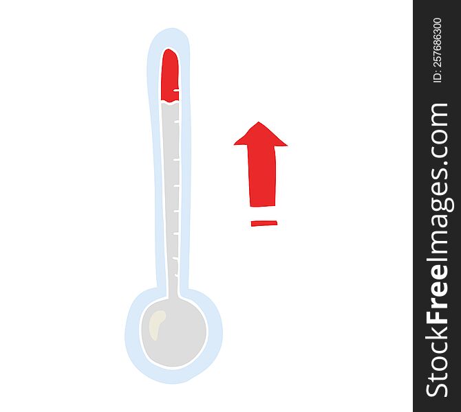 flat color illustration of a cartoon rising temperature