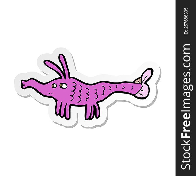 sticker of a cartoon shrimp