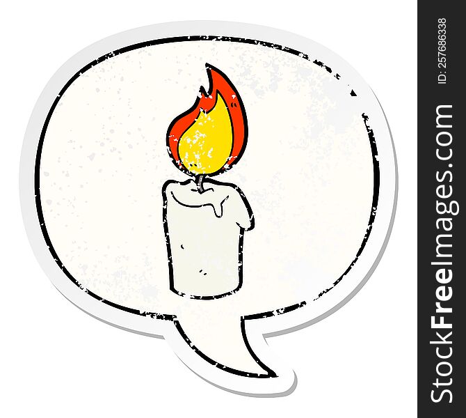 Cartoon Candle And Speech Bubble Distressed Sticker