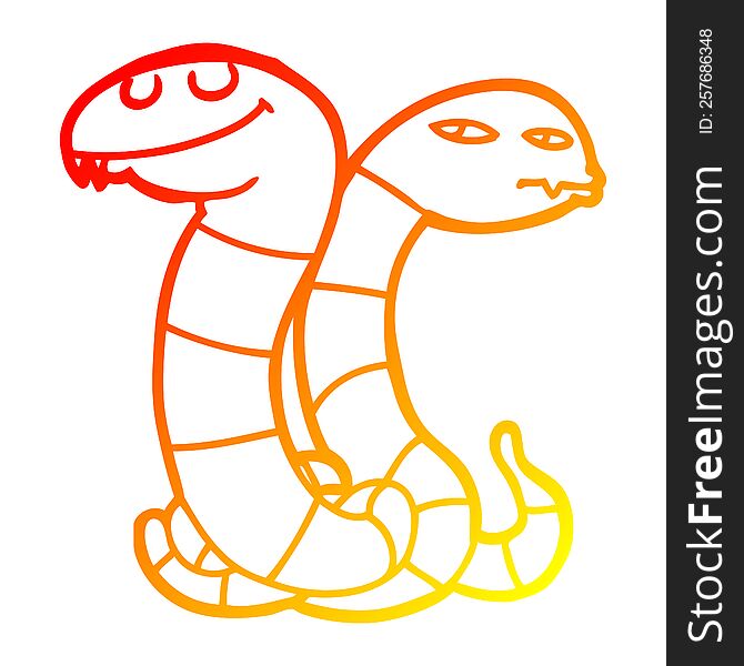 Warm Gradient Line Drawing Cartoon Snakes