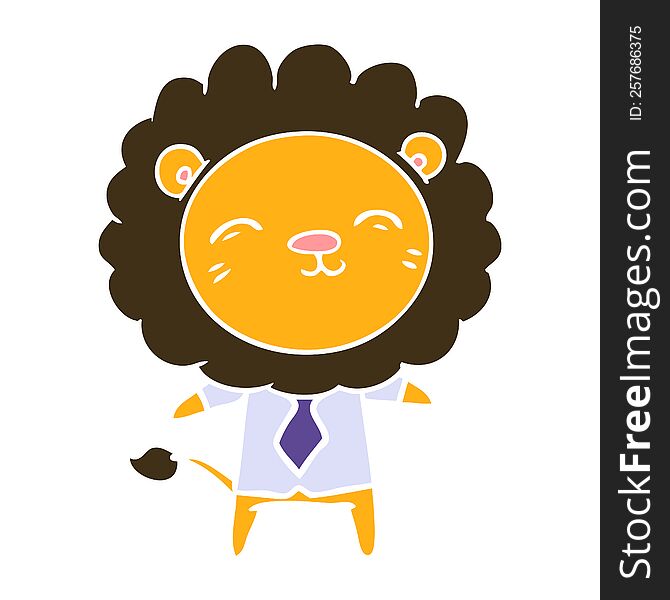 flat color style cartoon lion in business clothes