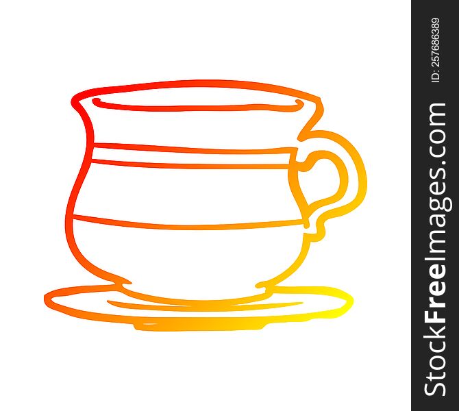 Warm Gradient Line Drawing Old Tea Cup
