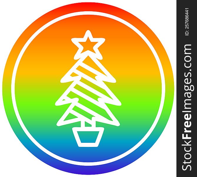 Christmas Tree Circular In Rainbow Spectrum