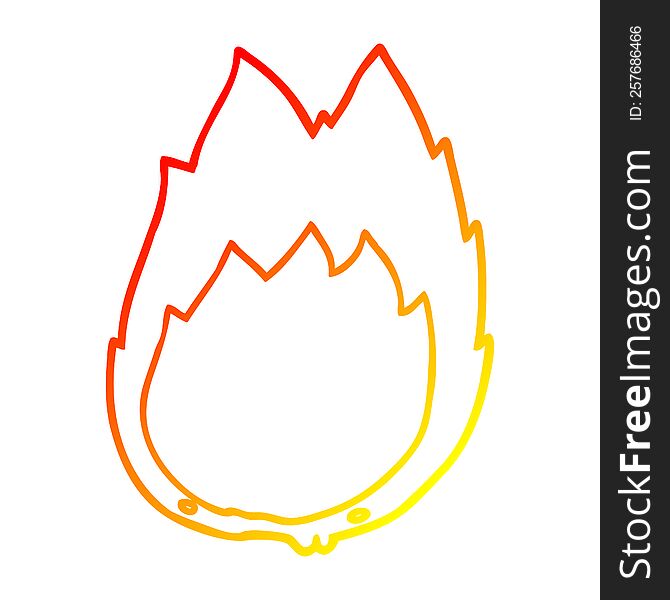 warm gradient line drawing of a cartoon flames