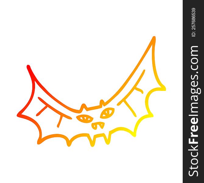 warm gradient line drawing of a cartoon bat