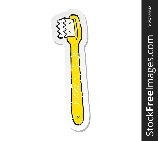 distressed sticker of a cartoon toothbrush