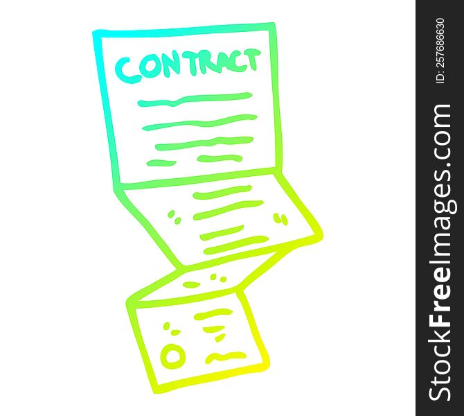 cold gradient line drawing of a cartoon complicated contract