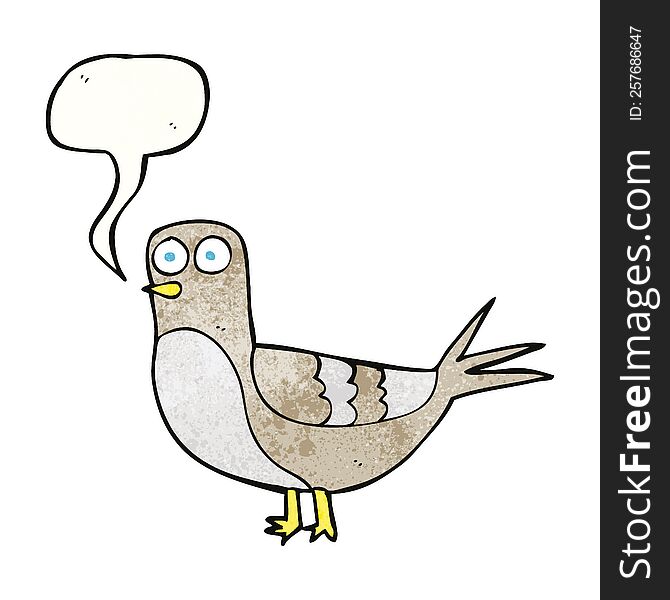 Speech Bubble Textured Cartoon Pigeon