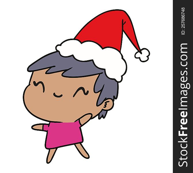 christmas cartoon of kawaii girl