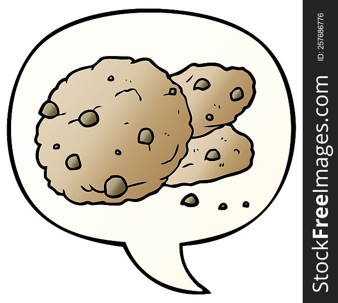 cartoon cookies with speech bubble in smooth gradient style