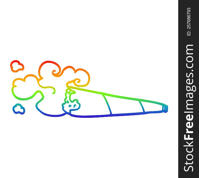 rainbow gradient line drawing cartoon smoking joint