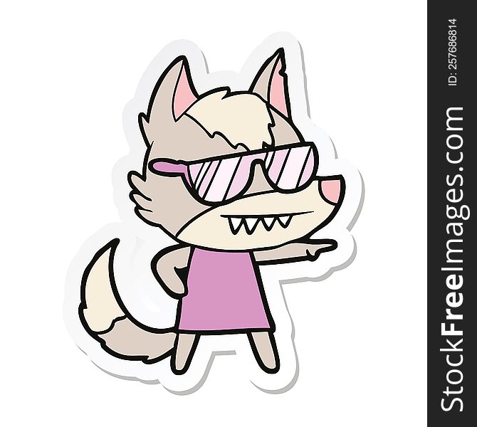 Sticker Of A Cool Cartoon Wolf Girl