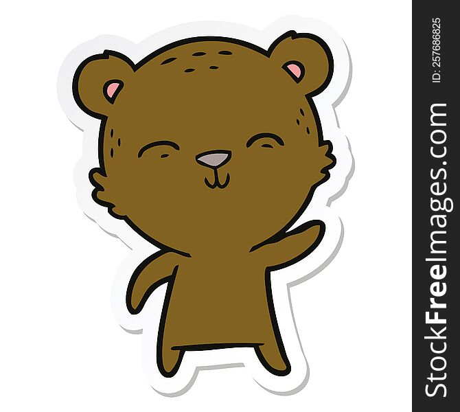 Sticker Of A Happy Cartoon Bear