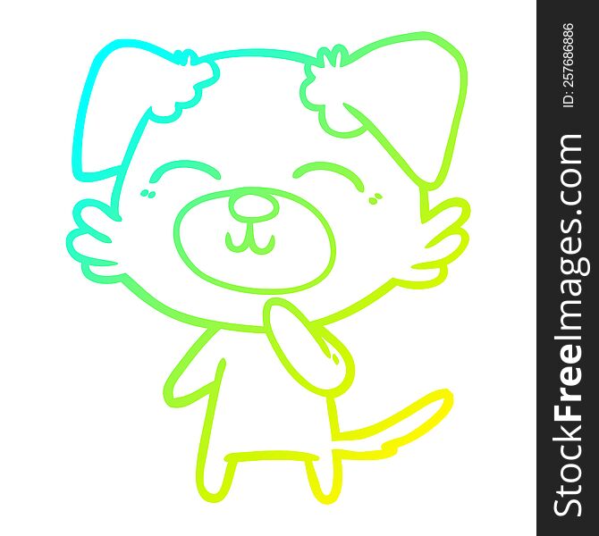 cold gradient line drawing of a cartoon dog thinking