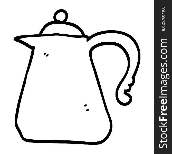 black and white cartoon kettle