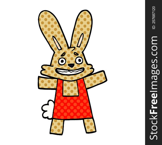 cartoon doodle scared looking rabbit