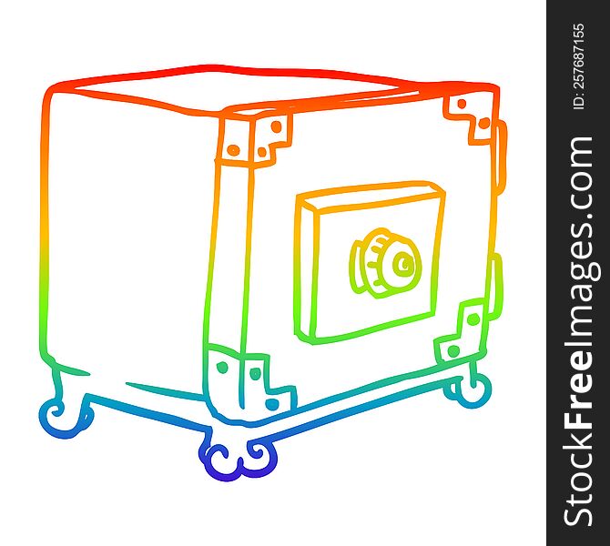 rainbow gradient line drawing of a cartoon traditional safe