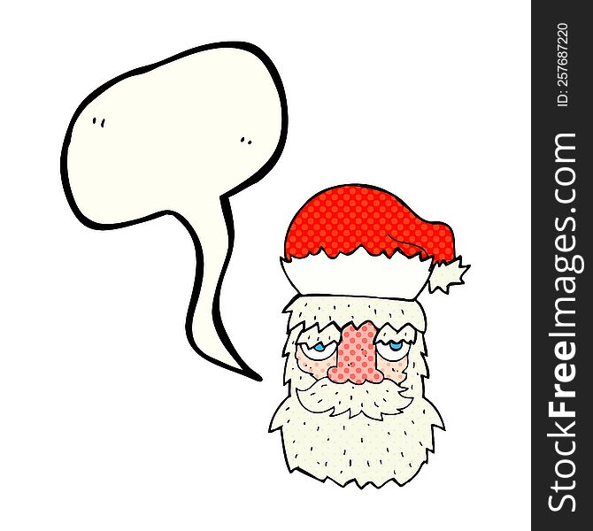 Comic Book Speech Bubble Cartoon Tired Santa Claus Face