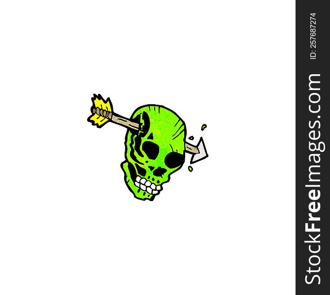 Cartoon Spooky Green Skull