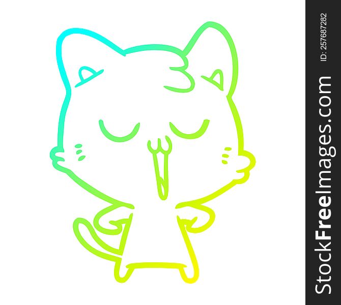 cold gradient line drawing cartoon cat singing