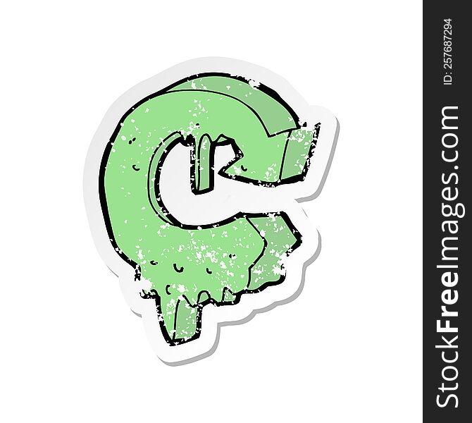 retro distressed sticker of a cartoon melting recycling symbol