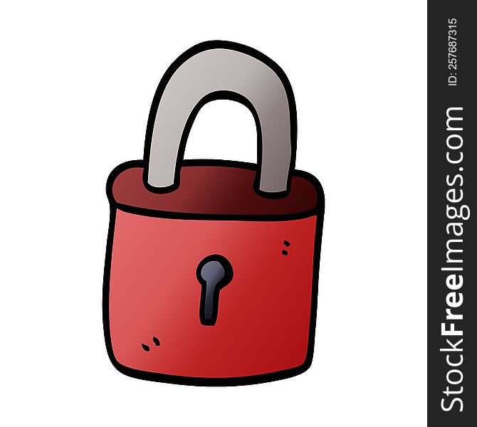 cartoon doodle locked padlock