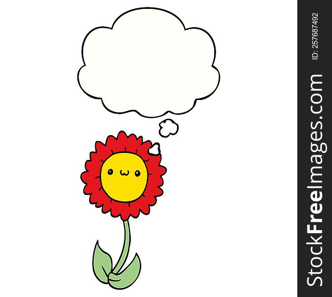 cartoon flower with thought bubble. cartoon flower with thought bubble