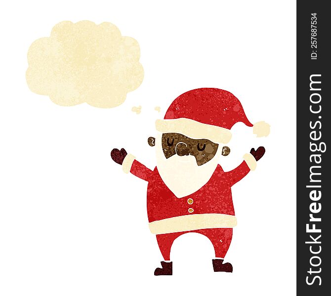 Cartoon Dancing Santa With Thought Bubble
