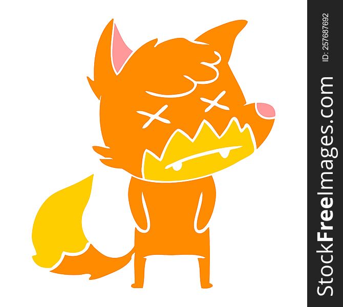 Flat Color Style Cartoon Dead Fox