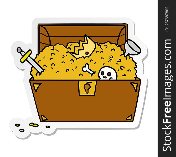 sticker cartoon doodle of a treasure chest