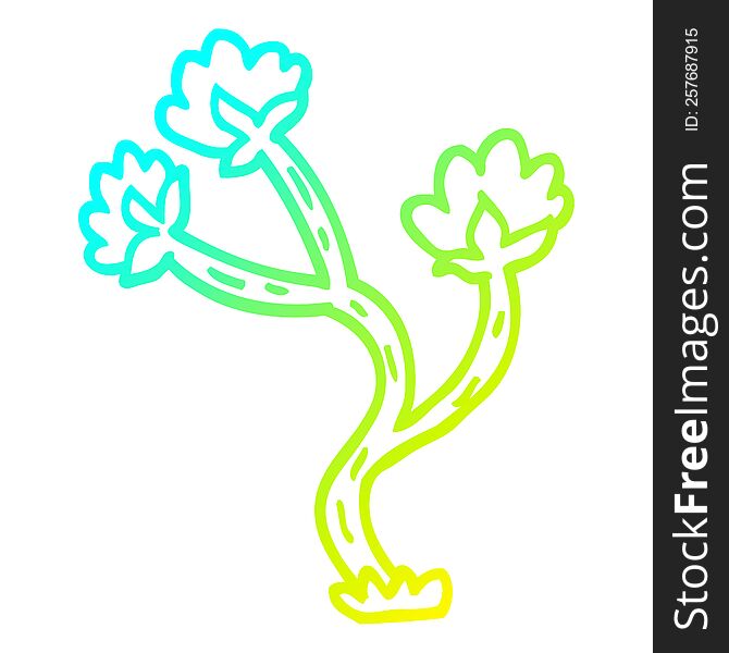 Cold Gradient Line Drawing Cartoon Wildflower