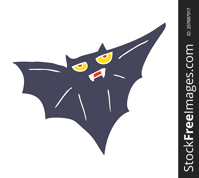Flat Color Illustration Of A Cartoon Halloween Bat