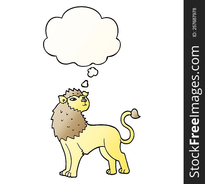 Cartoon Lion And Thought Bubble In Smooth Gradient Style