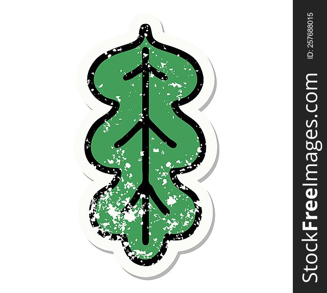 Traditional Distressed Sticker Tattoo Of A Leaf