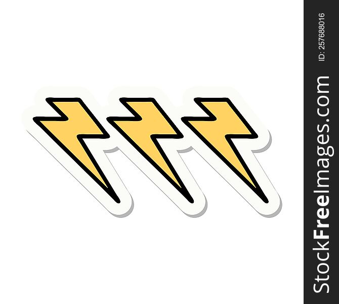 sticker of tattoo in traditional style of lighting bolts. sticker of tattoo in traditional style of lighting bolts