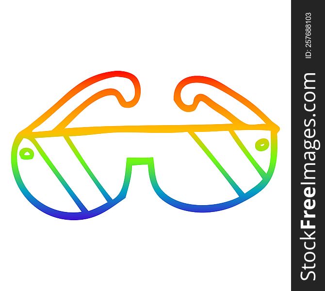 Rainbow Gradient Line Drawing Cartoon Sunglasses