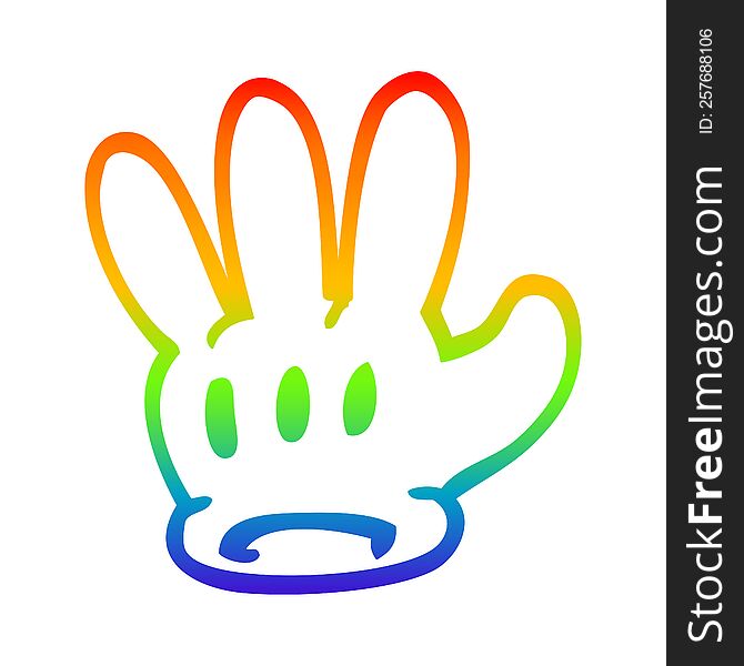 rainbow gradient line drawing of a traditional cartoon glove