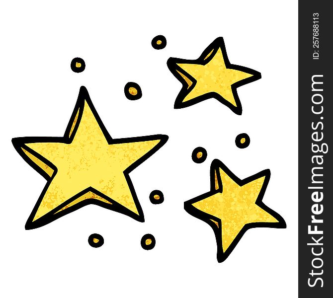 Grunge Textured Illustration Cartoon Decorative Stars