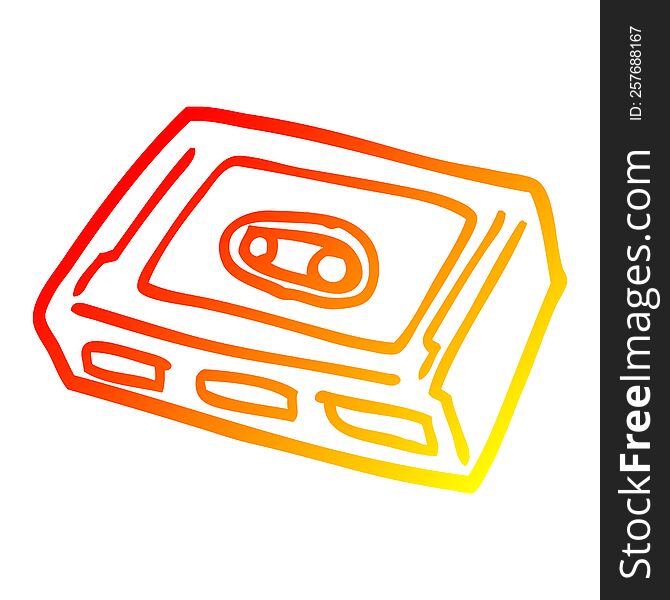 warm gradient line drawing of a cartoon retro tape cassette