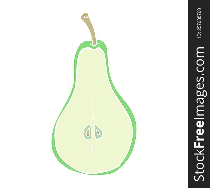 Flat Color Illustration Of A Cartoon Half Pear