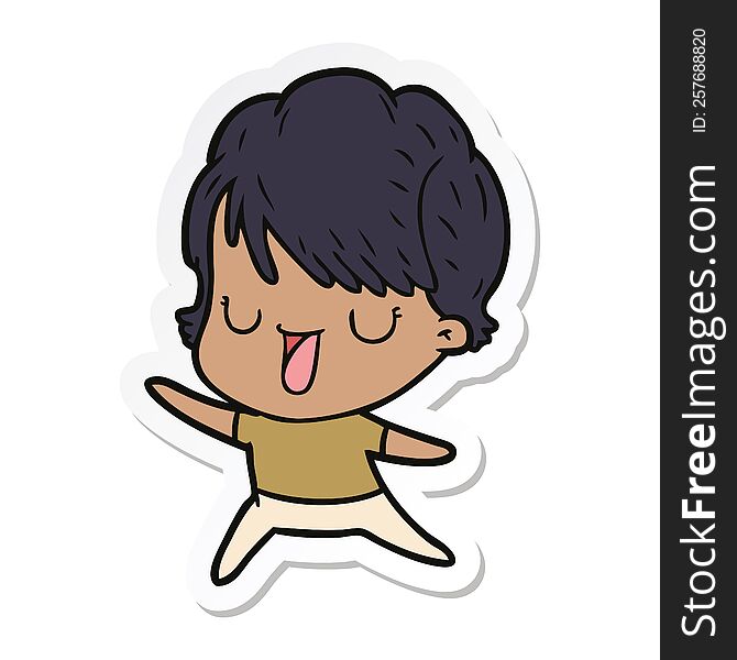 Sticker Of A Cartoon Woman Talking