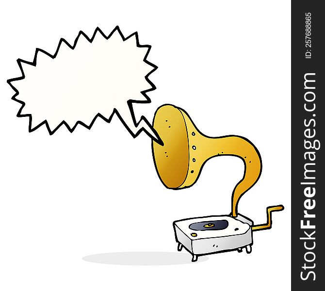 cartoon gramophone with speech bubble