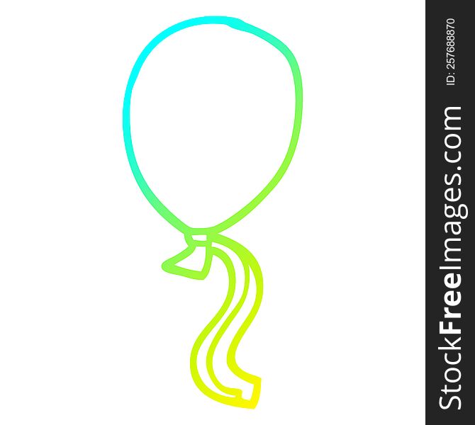 cold gradient line drawing of a cartoon red balloon