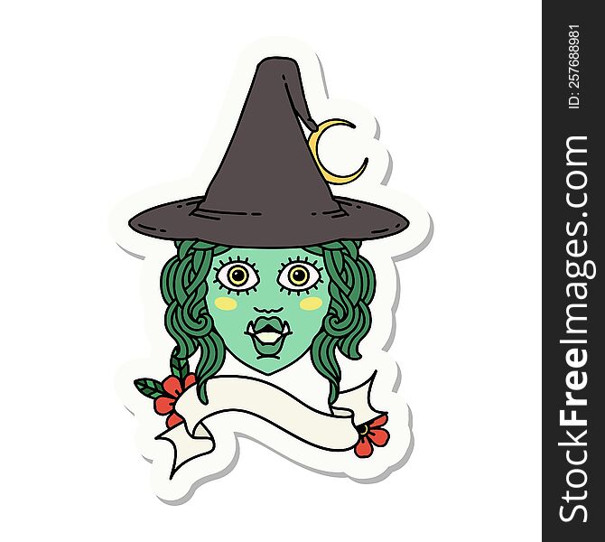 Half Orc Witch Character Face Sticker