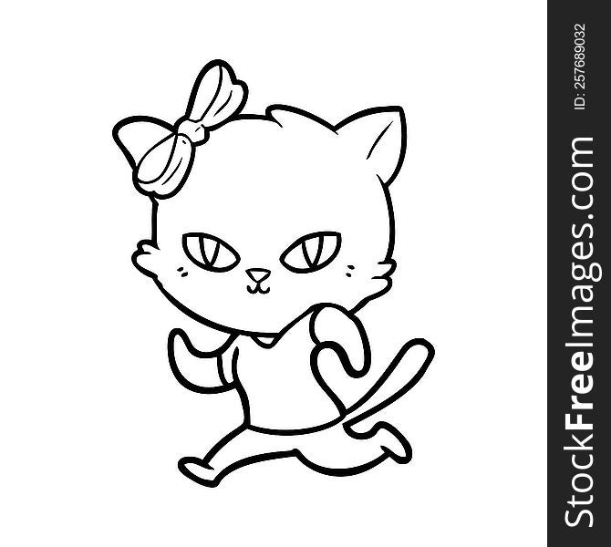 cute cartoon cat jogging. cute cartoon cat jogging