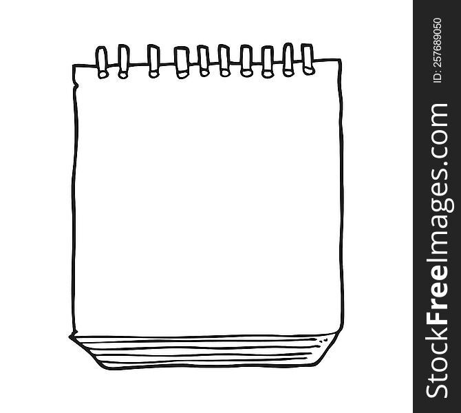 freehand drawn black and white cartoon notepad