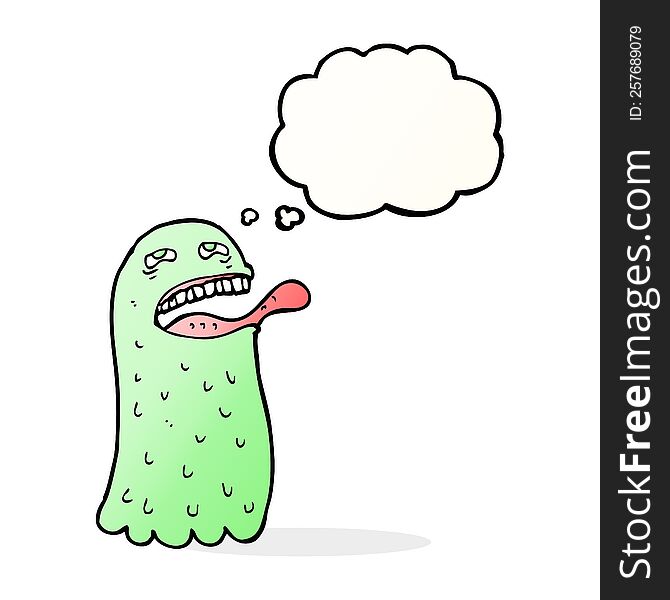 Cartoon Funny Ghost With Thought Bubble