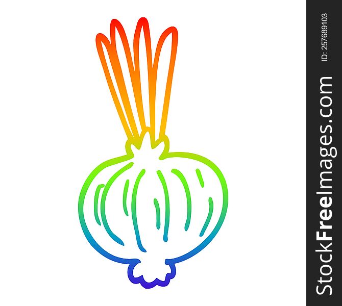 rainbow gradient line drawing of a cartoon onion